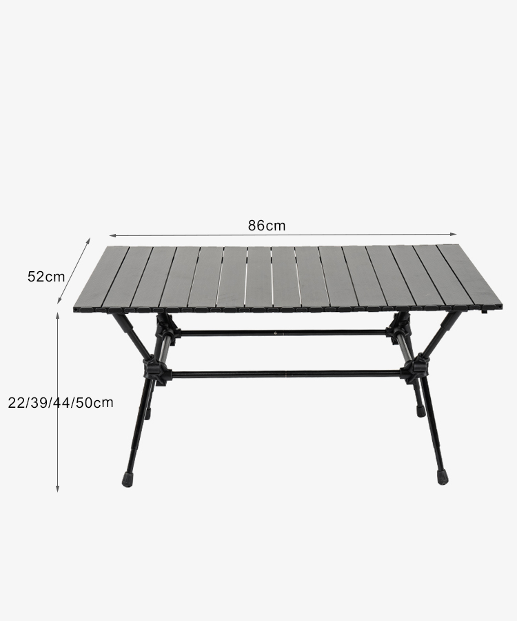 昇降式折り畳みピクニックテーブル パーティー、パティオ、ピクニック用高さ調節可能なロールアップテーブル